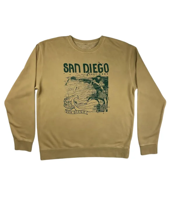 Sun Diego Women's Map Sweatshirt- Sandstone/Green