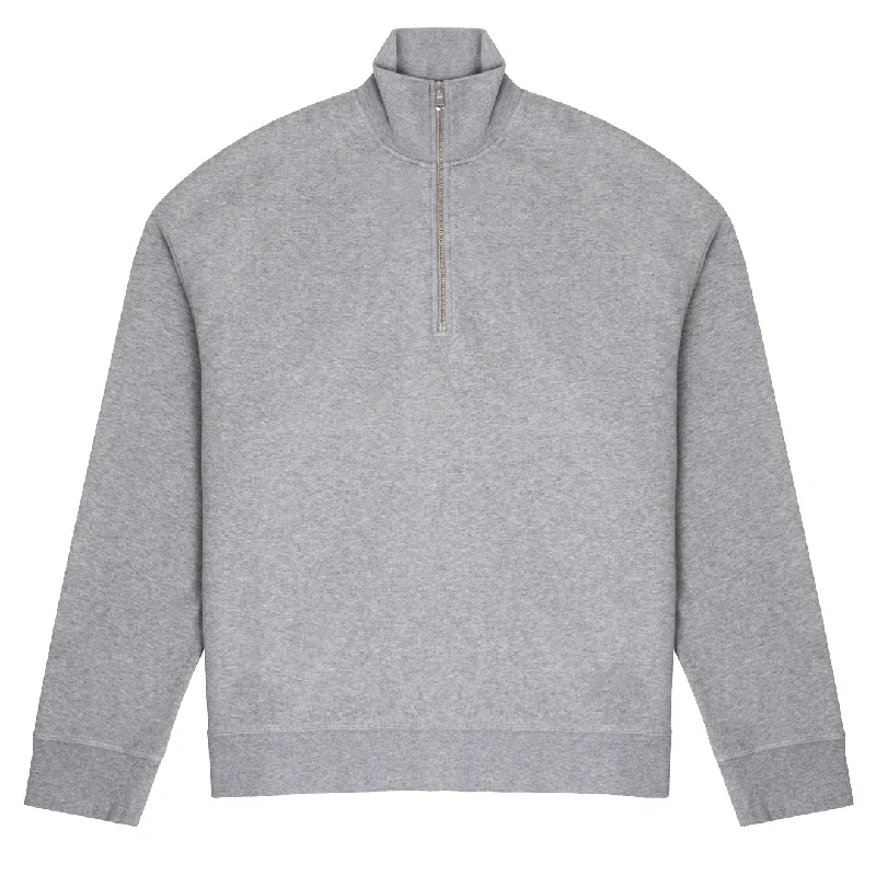 Sunspel Womens Half Zip Loopback Sweatshirt Grey Melange