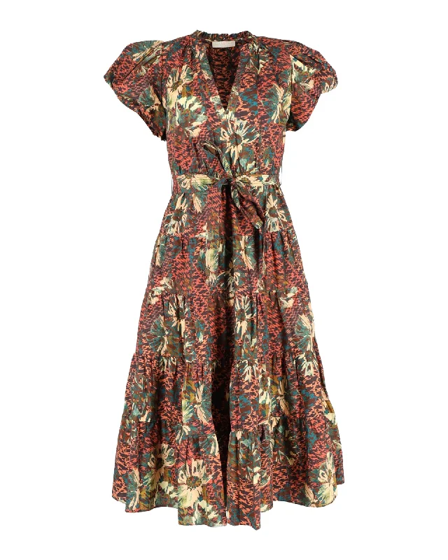 Ulla Johnson Printed Ottilie Dress in Brown Cotton