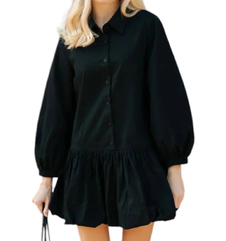 Bubble Hem Dress In Black