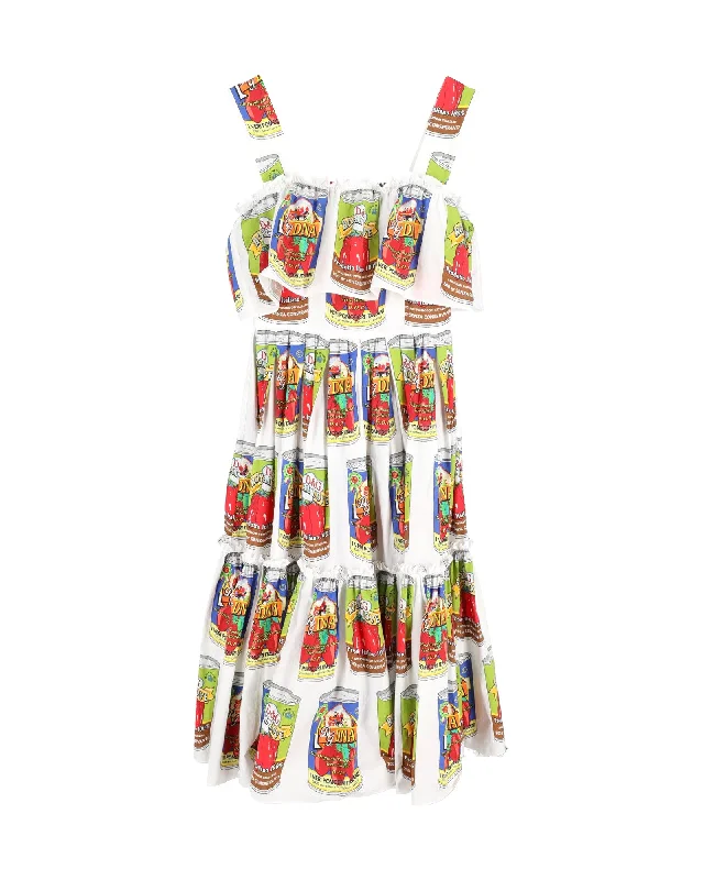 Dolce & Gabbana Tomato Can Print Dress in Multicolor Cotton