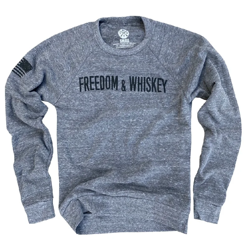 Women's Freedom & Whiskey Ultra Soft Crew Neck Sweatshirt (Gray)