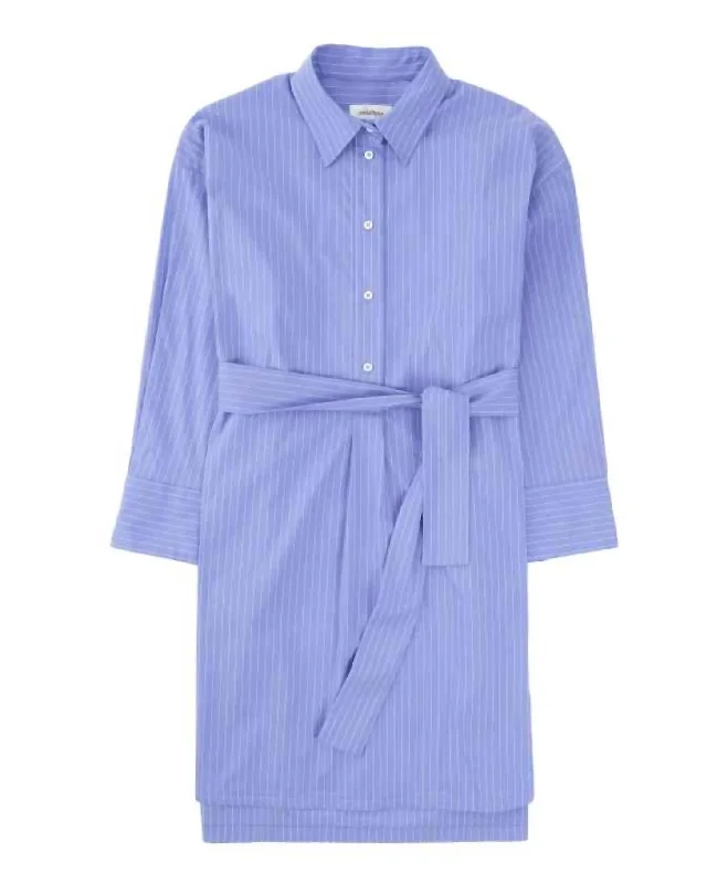 Women's Button Down Shirtdress In Blu