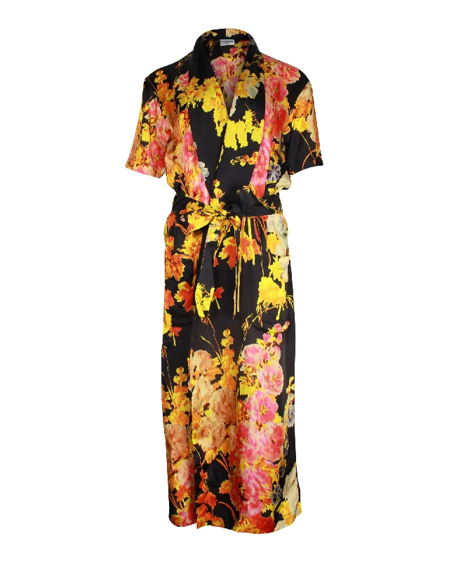 Dries Van Noten Charly Floral Tie-Front Wrap Dress in Multicolor Viscose