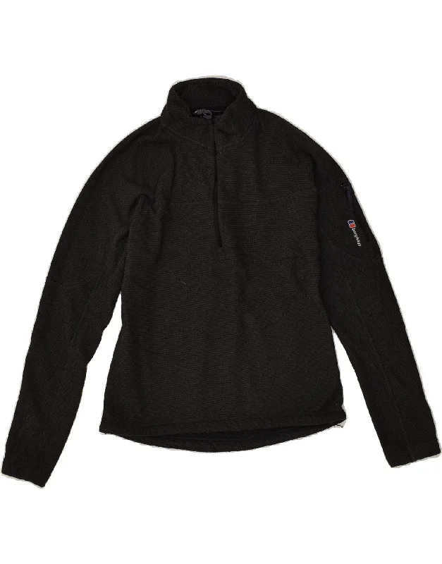 BERGHAUS Womens Zip Neck Sweatshirt Jumper UK 10 Small Black Polyester