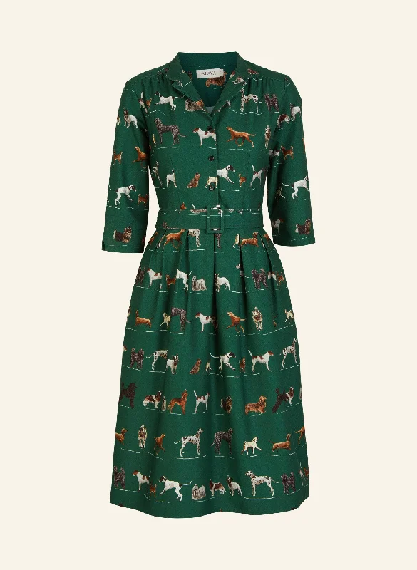 Cynthia Dress - Green Porcelain Dogs