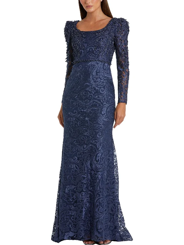 Womens Beaded Trumpet Evening Dress