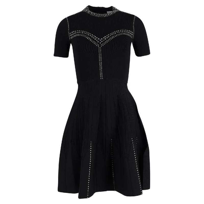 Sandro Stud-Embellished Knit Dress In Black Viscose