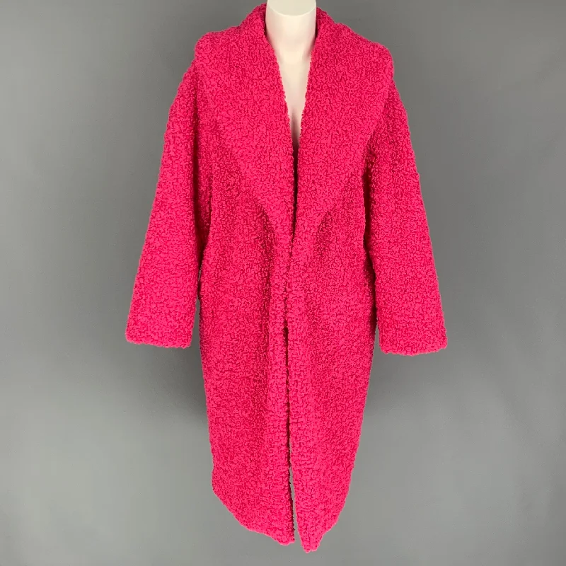 ALICE + OLIVIA Size S Pink Polyester Textured Shawl Collar Coat