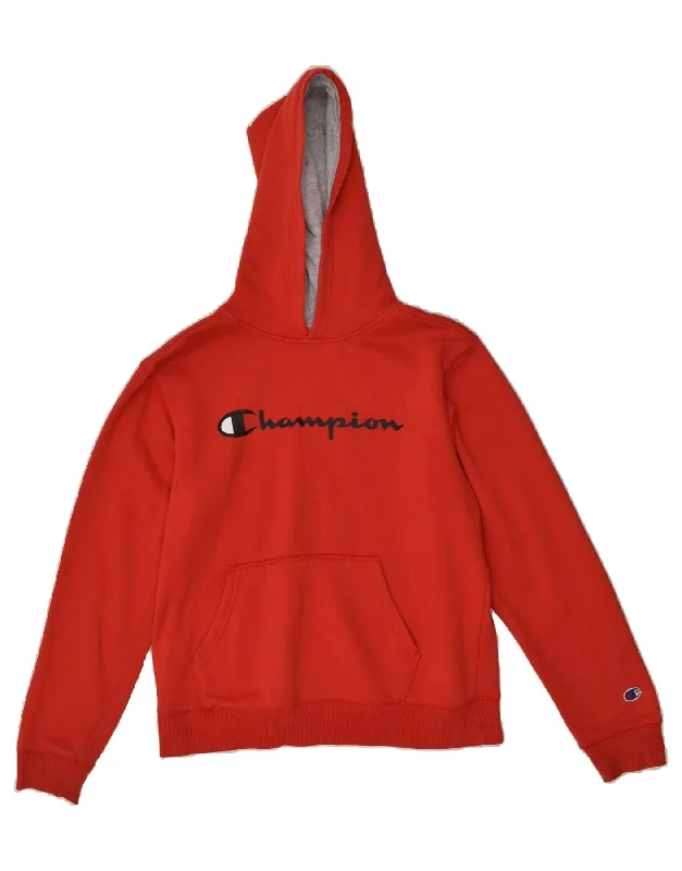 CHAMPION Womens Graphic Hoodie Jumper UK 18 XL Red Cotton