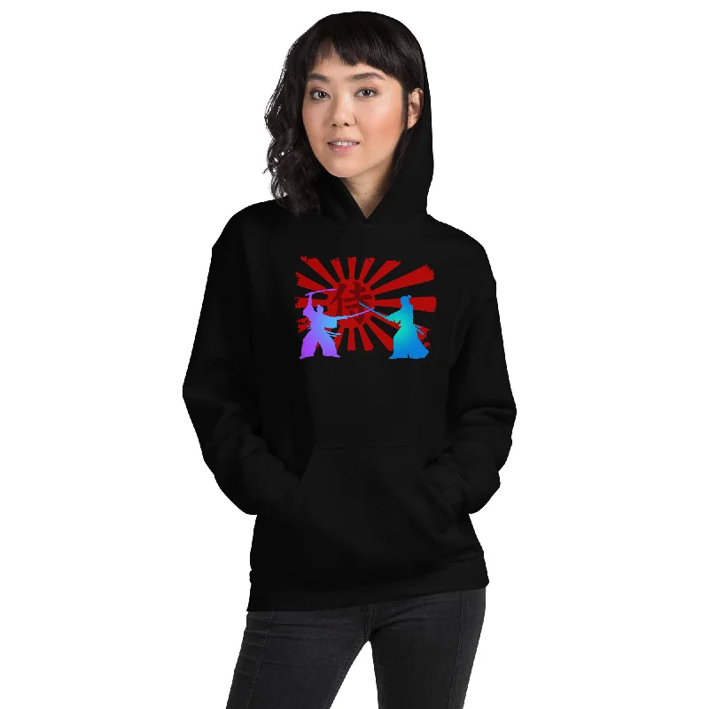 Samurai Warriors Duel Under Feudal Japan's Rising Sun Hoodie Sweatshirt