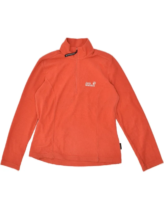 JACK WOLFSKIN Womens Zip Neck Fleece Jumper UK 12 Medium Orange Polyester