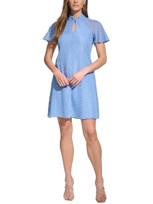 Womens Keyhole Mini Shift Dress