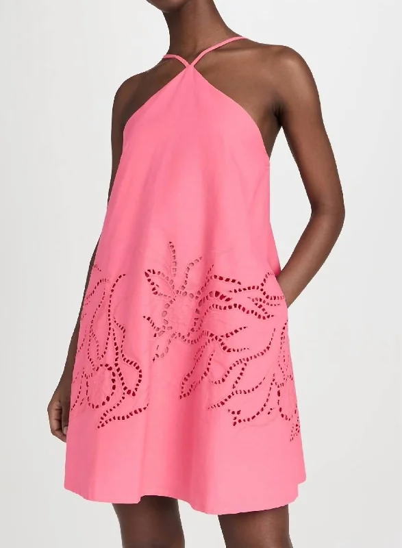 Darla Broderie Mini Dress In Pink