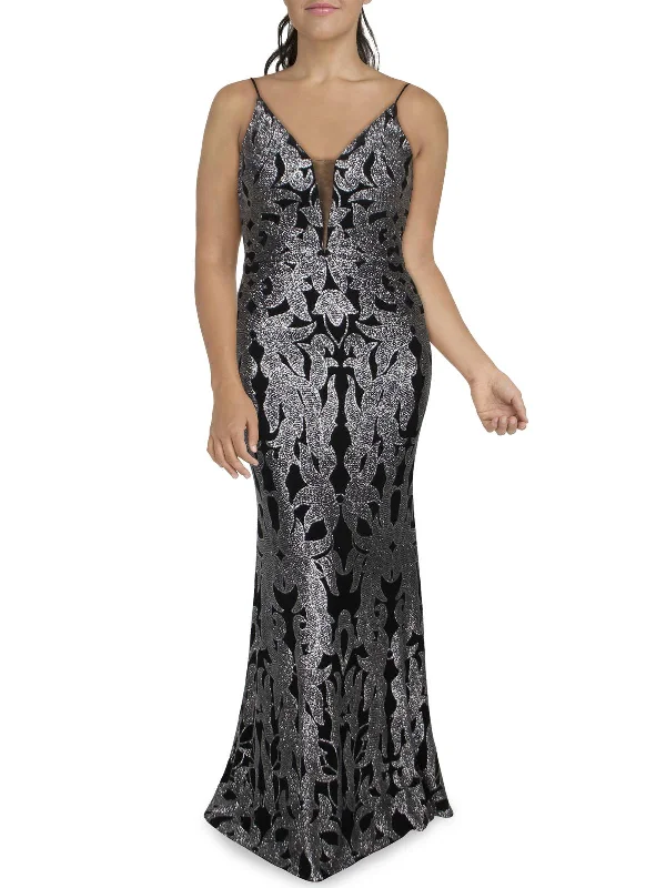 Womens Glitter Maxi Evening Dress