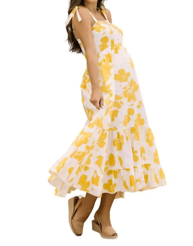 Isla Tiered Maxi Dress In Yellow