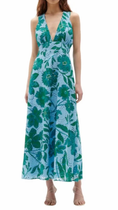 Geneve Dress In Graphic Floral Dutch Blue