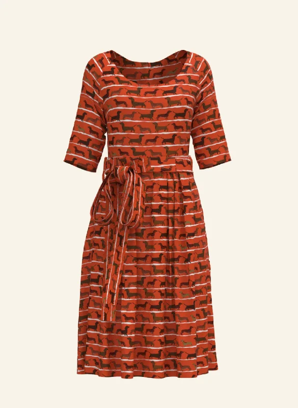 Elsie Dress - Rust Sausage Dog