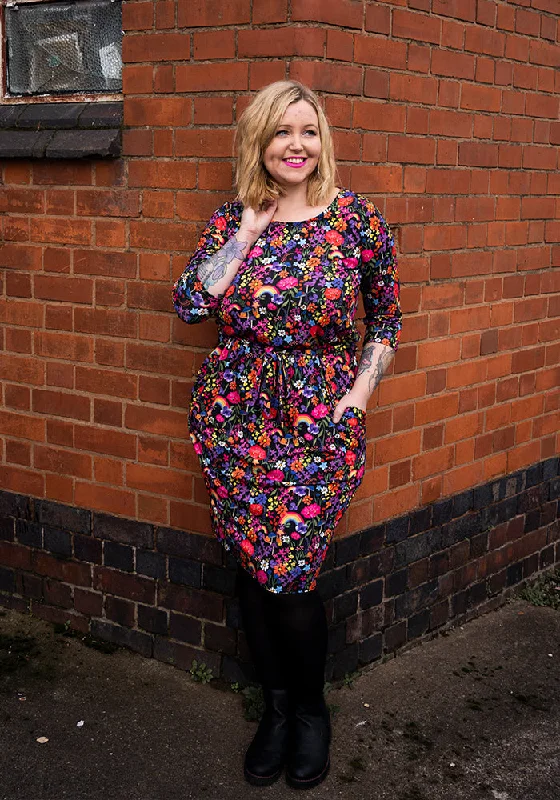 Hepsie Garden Rainbow Print Blouson Dress