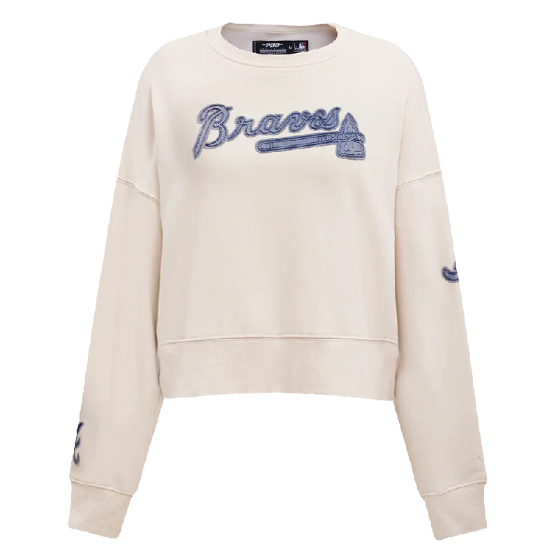 SUDADERA DE CUELLO REDONDO MLB ATLANTA BRAVES VARSITY BLUES PARA MUJER