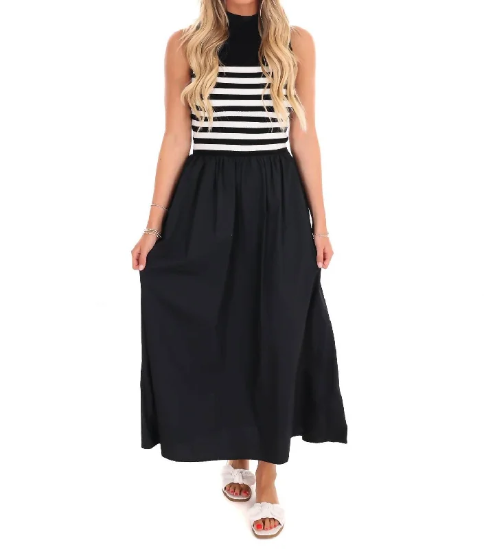 Leave A Legacy Maxi Stripe Dress In Black