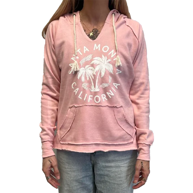 Santa Monica Burnout Pull Over Women's Hoodie - Baby Pink