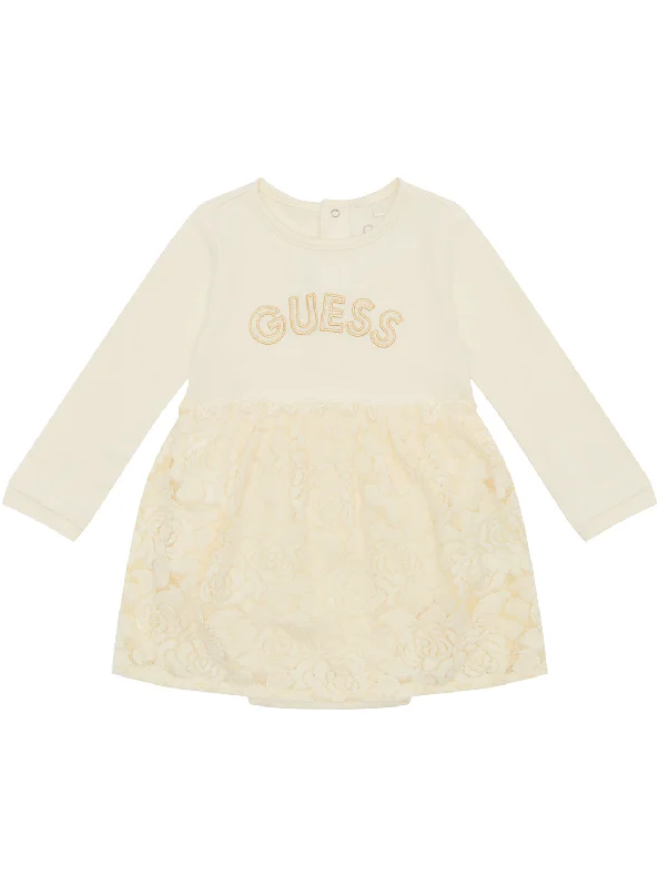 White Long Sleeve Mini Dress (0-12M)