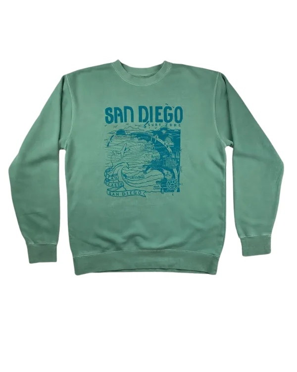 Sun Diego women's Map Sweatshirt - Mint/Teal