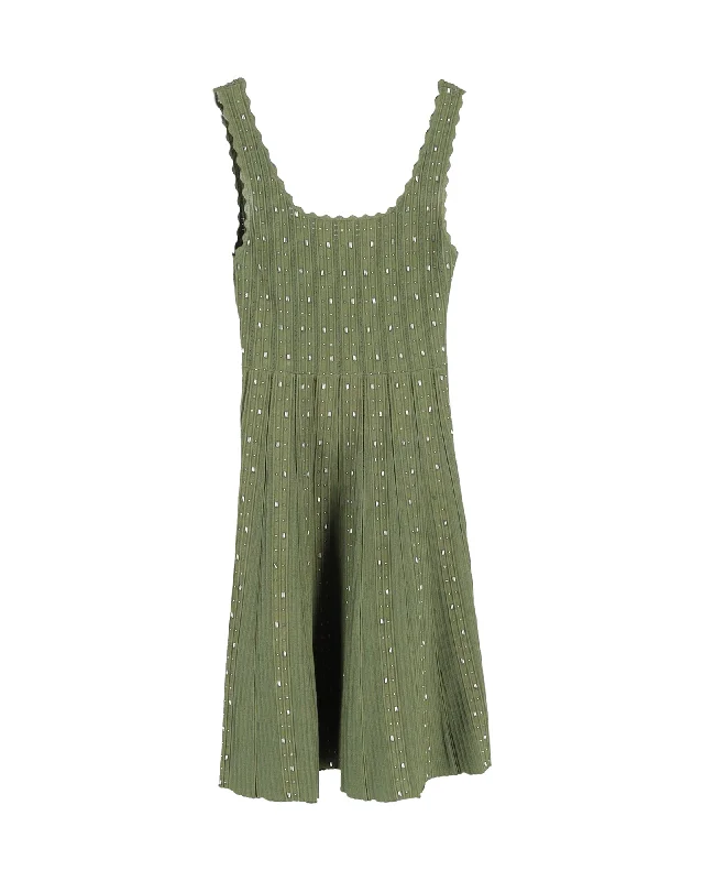 Sandro Paris Embellished Mini Dress in Green Viscose