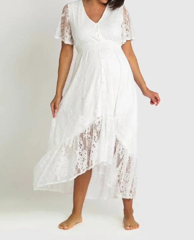 Lace Maternity Gown In White