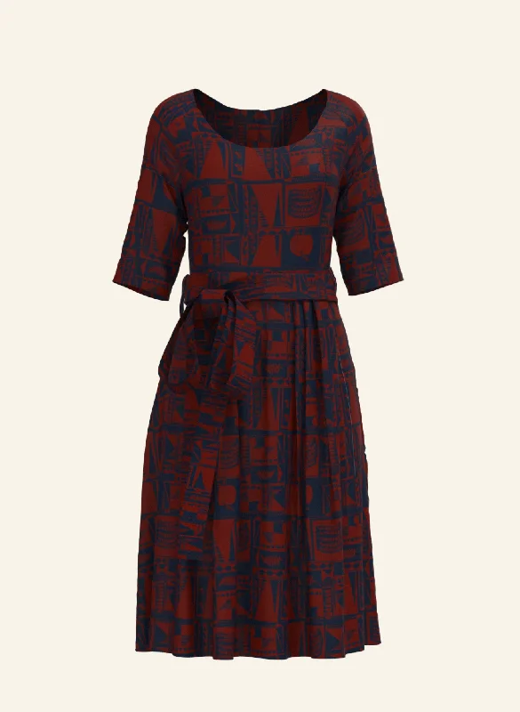 Elsie Dress - Navy/Red Greenhouse