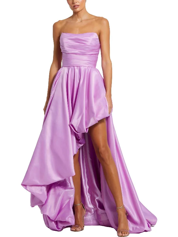 Womens Satin Strapless Evening Dress