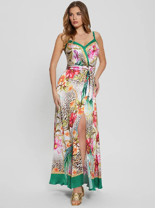 Green Jungle Print Louane Maxi Dress