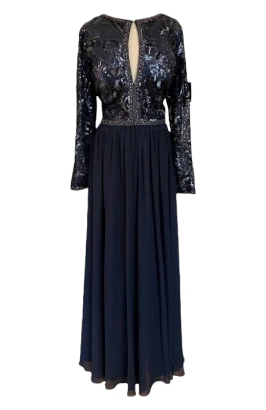 Terani Gown In Navy