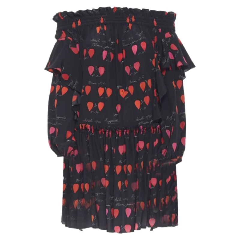 Alexander McQueen petal print ruffle off shoulder dress