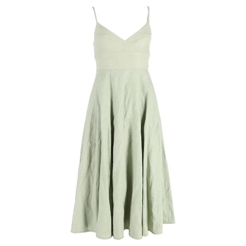 Zimmermann Dancer Picnic Midi Dress in Green Linen