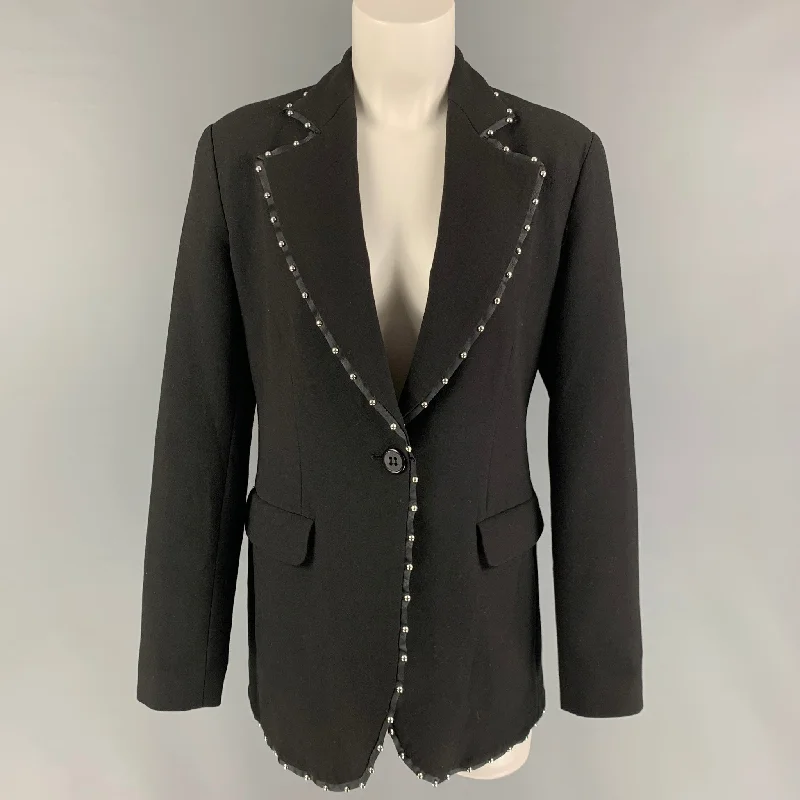 EMPORIO ARMANI Size M Black Wool Blend Studded Jacket Blazer