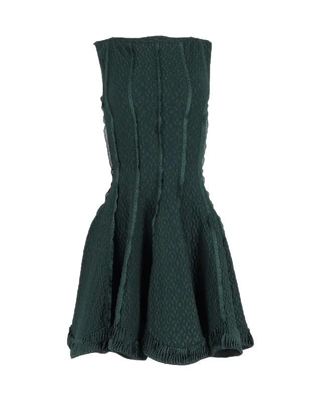 Alaia Bateau Neckline Sleeveless Dress in Green Polyester