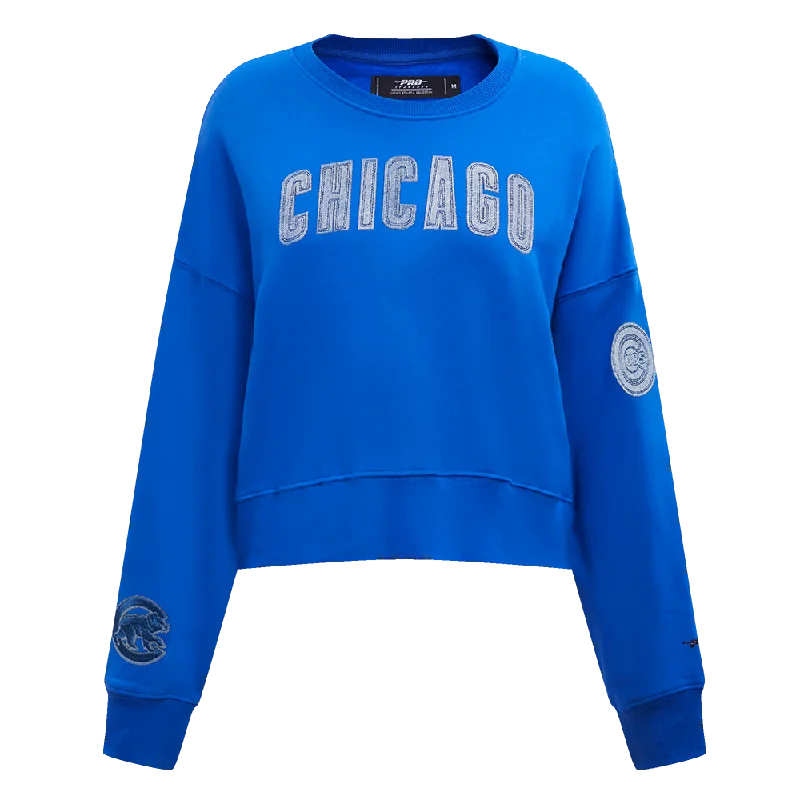 SUDADERA DE CUELLO REDONDO MLB CHICAGO CUBS VARSITY BLUES PARA MUJER