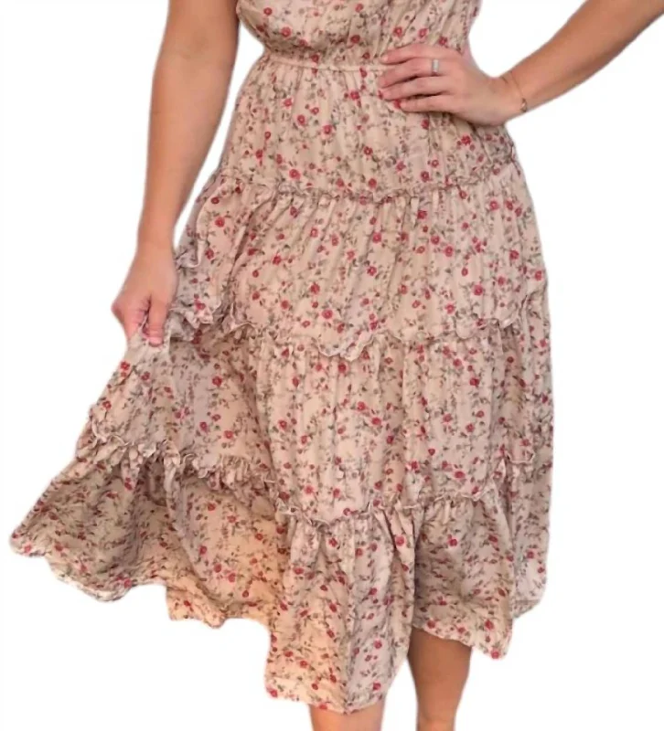 Floral Maxi Dress In Beige