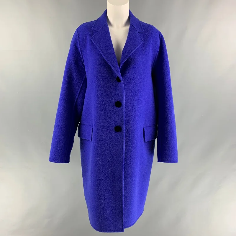 MARC JACOBS Size 12 Purple Wool & Polyester Solid Single breasted Coat