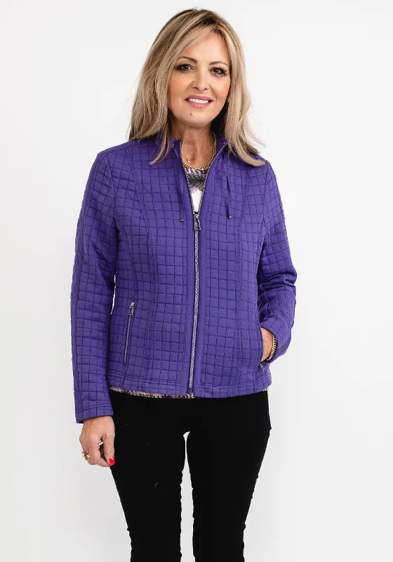 Rabe Square Quilted Zip Jersey Jacket, Purple