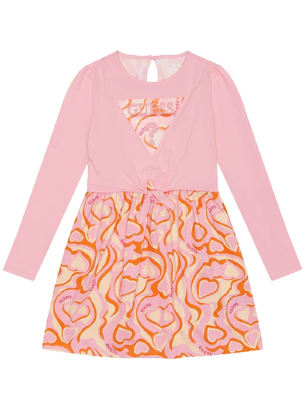 Pink and Orange Long Sleeve Heart Dress (2-7)