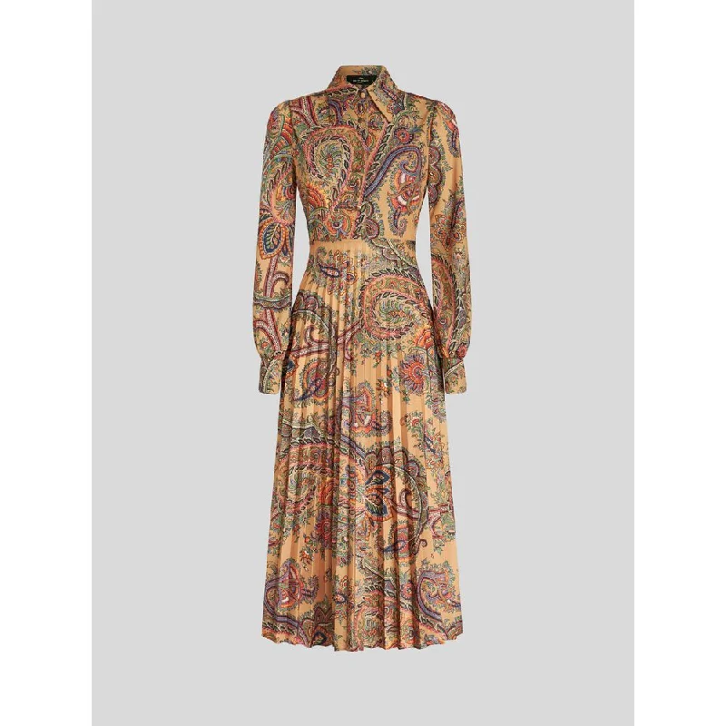 SHIRT DRESS WITH LEAFY PAISLEY PATTERN