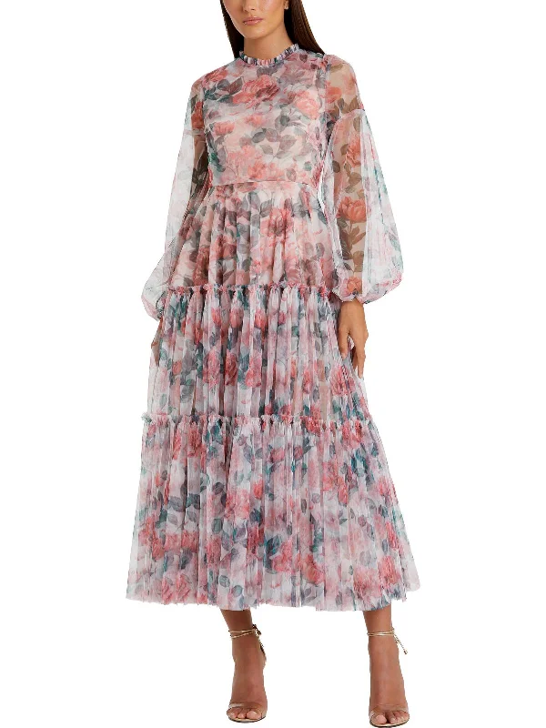 Womens Floral Special Occasion Evening Dress