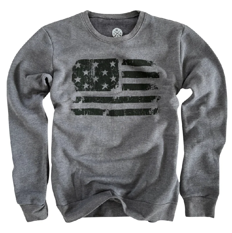 Women's Stars & Stripes American Flag Crew Neck Sweatshirt (Heather Gray)