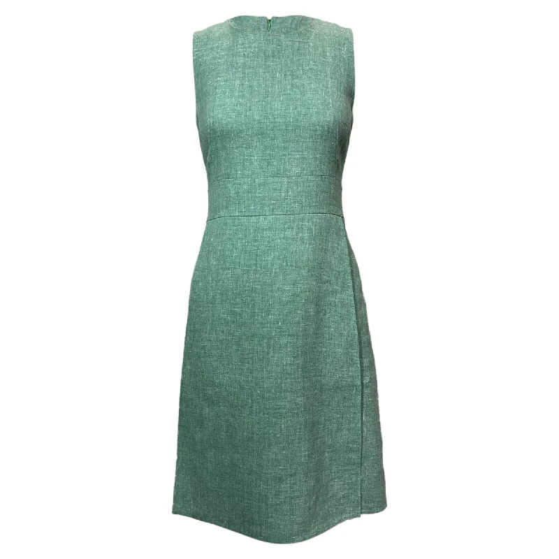 Akris Sleeveless Knee-Length Dress in Green Linen