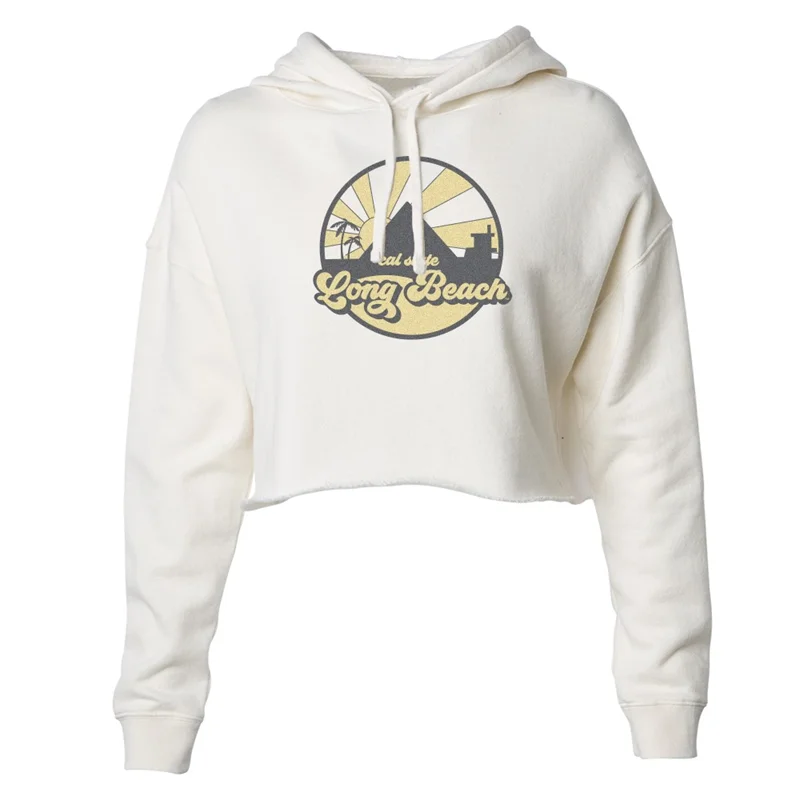 Women's CSULB Skyline Crop Hood - White, Uscape