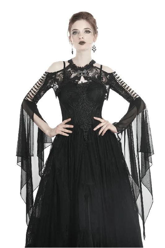 Gothic Lace Bolero with Long Flowing Mesh Sleeves