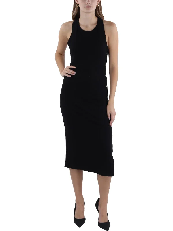 Womens Fitted Midi Bodycon Dress